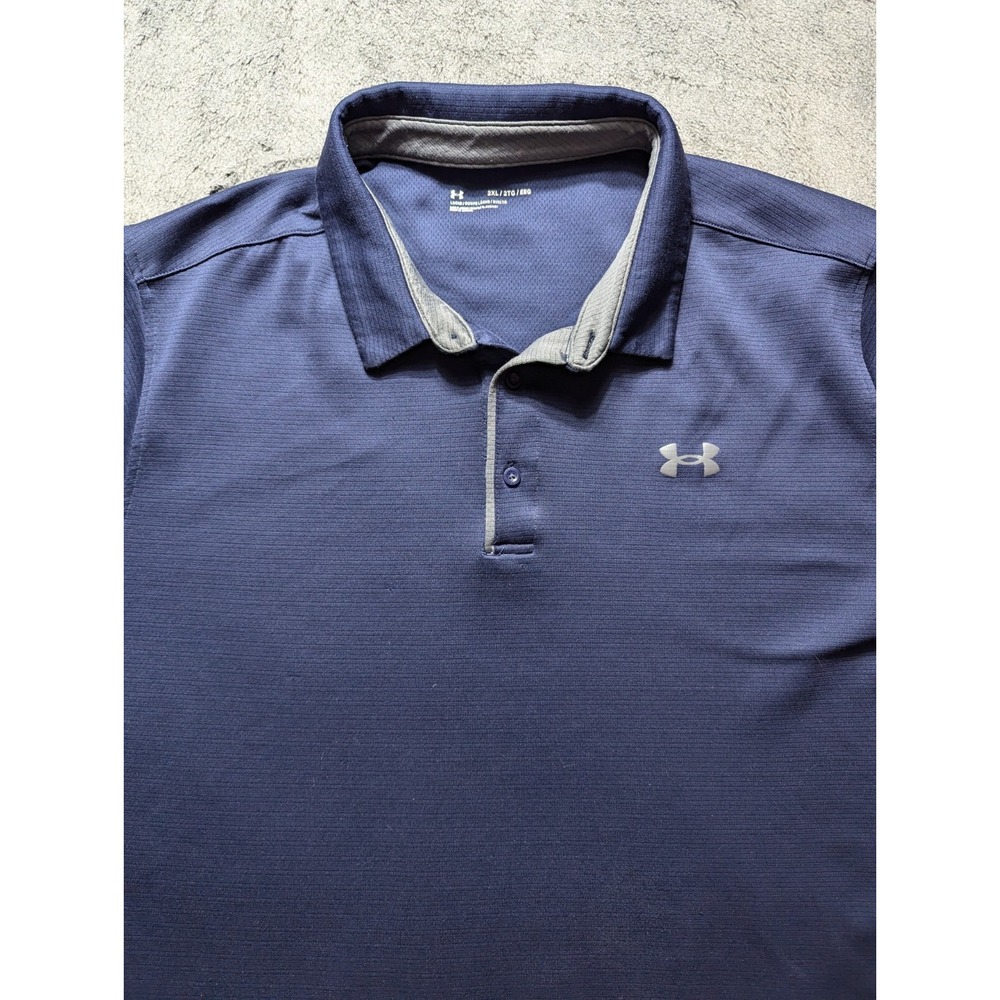 Under Armour Short Sleeve Polo Shirt Men's Size 2XL Blue - Picture 2 of 11